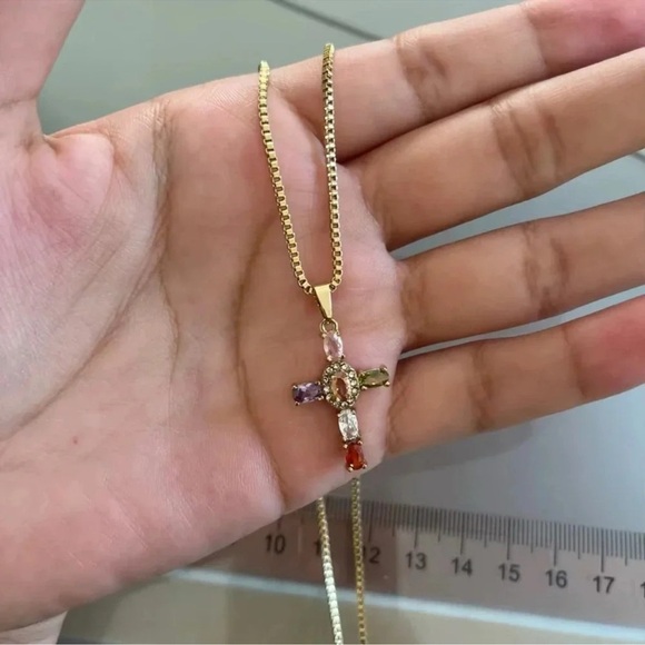 Anthropologie Cross 18K Gold Stainless Steel Waterproof Necklace - Picture 11 of 15